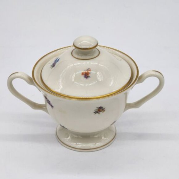 Pickard China Floral Chintz Pattern Sugar Bowl with Lid & Creamer Gold Trim USA - Picture 8 of 10